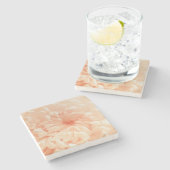 Coral Chrysanthemum Steinuntersetzer (Seitenansicht)