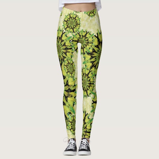 Coral Circles Tropical Green Leggings (Vorderseite)