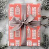 Coral City House Muster Geschenkpapier
