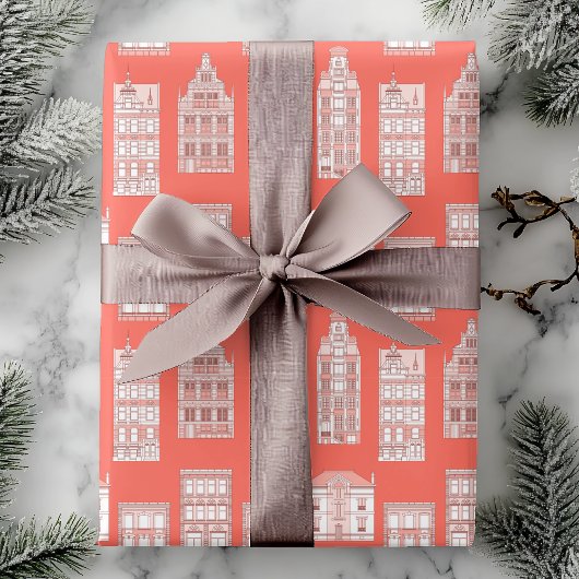 Coral City House Muster Geschenkpapier