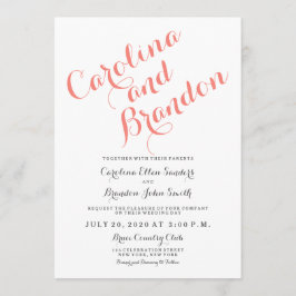 Coral Classic Script Elegante Hochzeit Einladung