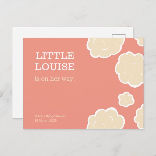 Coral Clouds Babydusche Postkarte (Vorne/Hinten)