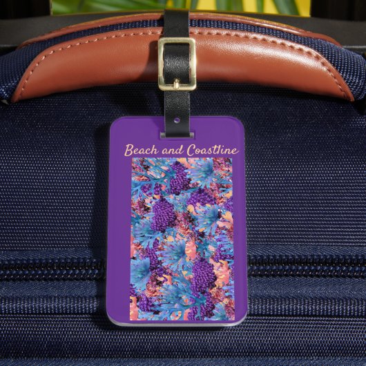 Coral Collage Luggage Tag Gepäckanhänger (Vorderseite Insitu 2)