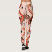 Coral Color Flamingos Leggings (Rückseite)