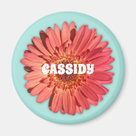 Coral Colored Gerbera Daisy Foto Mint Green Magnet