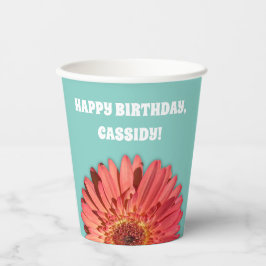 Coral Colored Gerbera Daisy Foto Mint Green Pappbecher