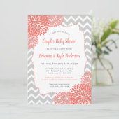 Coral Couples Kinderdusche Einladung (Stehend Vorderseite)