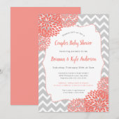 Coral Couples Kinderdusche Einladung (Vorne/Hinten)