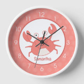 Coral Crab Crustaceancore Crabby Kinderzimmer Cloc Uhr (Vorderseite)
