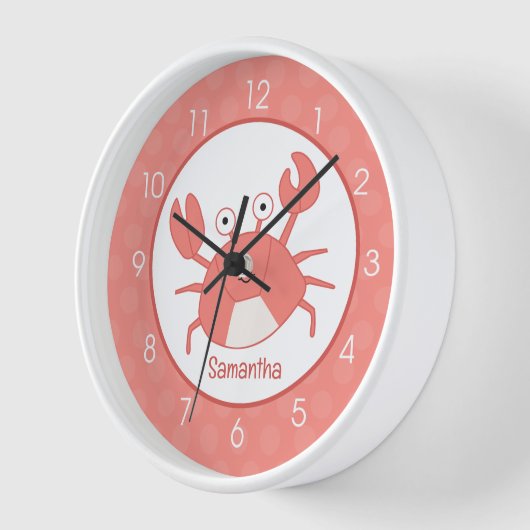 Coral Crab Crustaceancore Crabby Kinderzimmer Cloc Uhr (Winkel)