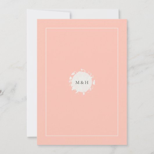Coral & Cream Filigree Elegantes Hochzeitsempfang Einladung (Rückseite)