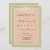 Coral & Cream Filigree Elegantes Hochzeitsempfang Einladung (Vorne/Hinten)