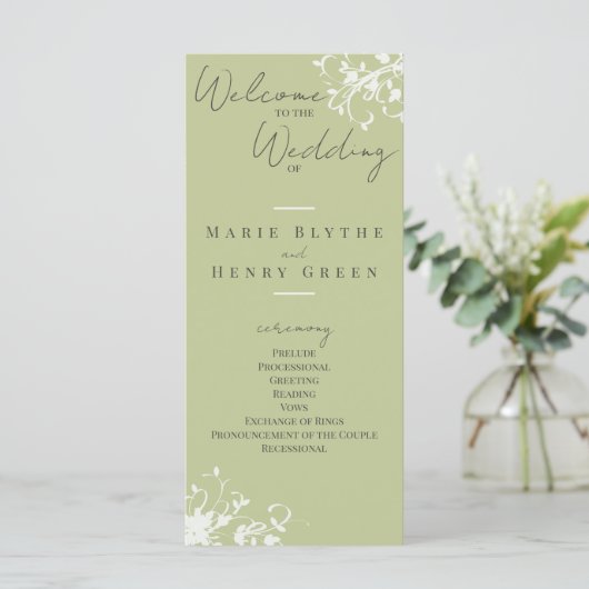 Coral & Cream Filigree Elegantes Hochzeitsprogramm (Stehend Vorderseite)