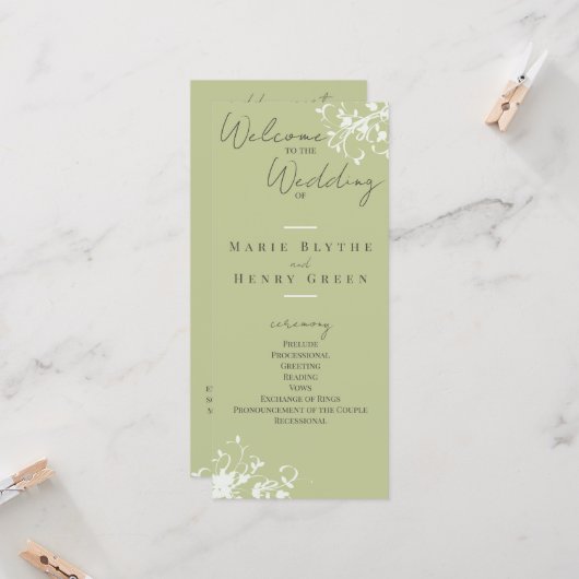 Coral & Cream Filigree Elegantes Hochzeitsprogramm (Vorderseite/Rückseite Beispiel)