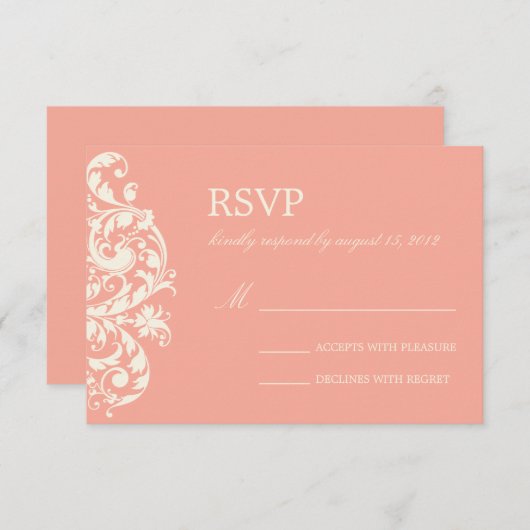 CORAL & CREAM GEBLÜHT | HOCHZEIT RSVP (Vorne/Hinten)