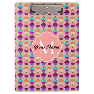 Coral Cupcake Personalisierter Name, benutzerdefin Klemmbrett