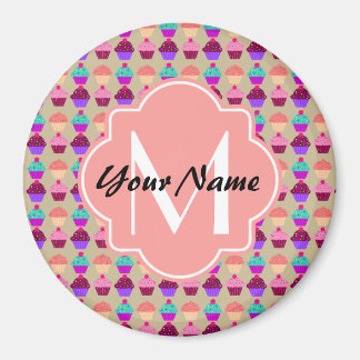 Coral Cupcake Personalisierter Name, benutzerdefin Magnet