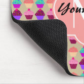 Coral Cupcake Personalisierter Name, benutzerdefin Mousepad (Ecke)