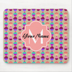 Coral Cupcake Personalisierter Name, benutzerdefin Mousepad