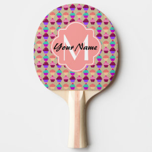 Coral Cupcake Personalisierter Name, benutzerdefin Tischtennis Schläger