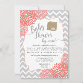 Coral Dahlia Floral Girl Baby Shower per Post Einladung (Vorderseite)