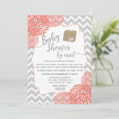 Coral Dahlia Floral Girl Baby Shower per Post Einladung (Stehend Vorderseite)