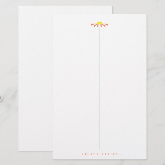Coral Daisy Briefpapier (Vorne/Hinten)