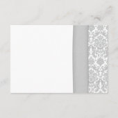 Coral Daisy Gray Damask Wedding Empfang Card Begleitkarte (Rückseite)