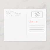 Coral Daisy Gray Damask Wedding Save the Date Ankündigungspostkarte (Rückseite)