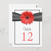 Coral Daisy Gray Gray Ribbon Tischnummer Card (Vorne/Hinten)