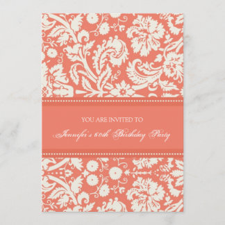 Coral Damask 60. Geburtstagsparty Einladungen