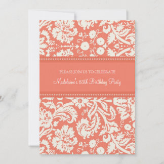 Coral Damask 85. Geburtstagsparty Einladungen
