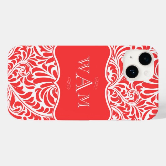 Coral Damask Custom Monogram Mit Monogramm Case Ma (Rückseite (Horizontal))