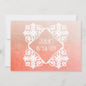 Coral Damask Foto Wedding Invites Einladung (Rückseite)