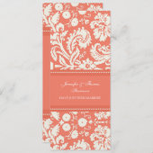 Coral Damask Just Married Announctions Cards Ankündigung (Vorne/Hinten)