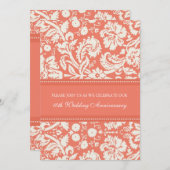 Coral Damask Party Einladung zum 10. Jubiläum (Vorne/Hinten)