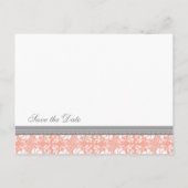 Coral Damask Save the Date Hochzeitskarten Ankündigungspostkarte (Rückseite)