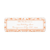 Coral Damask Swirl Dot-Adressetikett (Vorne)
