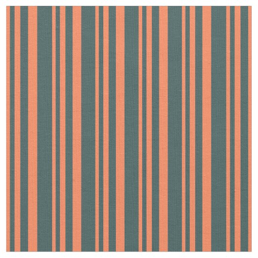 Coral & Dark Slate Gray Lines Stoff (Nahaufnahme)