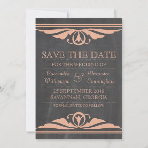 Coral Deco-Schultafel Save-the-Date-Einladung Save The Date
