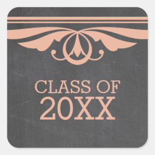 Coral Deko Chalkboard Abschluss Stickers