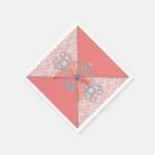 Coral Diamond Lace Party Serviette (Ecke)