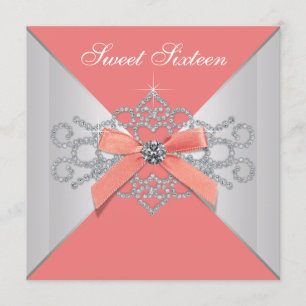 Coral Diamonds and Coral Birthday Party Einladung
