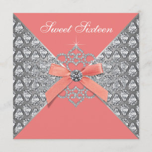 Coral Diamonds Coral Sweet 16 Geburtstagsfeier Einladung