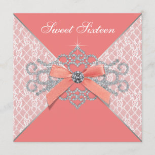 Coral Diamonds Coral Sweet 16 Geburtstagsfeier Einladung