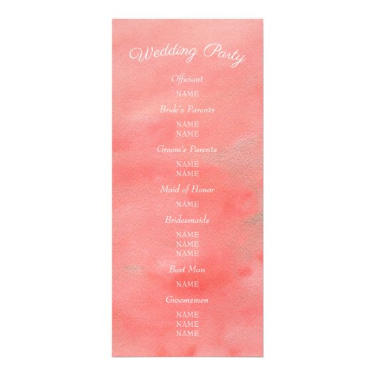 Coral Dreams Wedding Zeremony Program Werbekarte (Hinten)