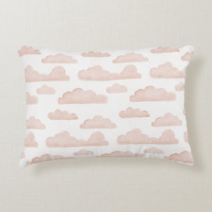 Coral Dreamtime Watercolor Wolken Akzent Kissen