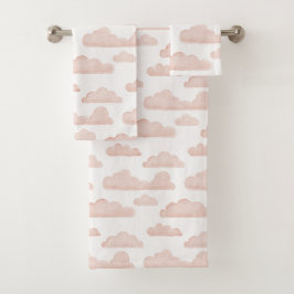 Coral Dreamtime Watercolor Wolken Handtuch Badhandtuch Set