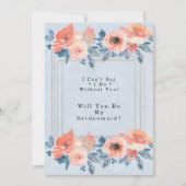 Coral Dusty Blue Gold werden Sie meine Bridesmaid  Einladung (Vorderseite)