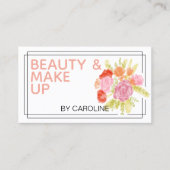 Coral Dusty Rose Blush Pink Botanisches Makeup Art Visitenkarte (Vorderseite)